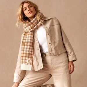 Timberland Plaid Scarf Wheat Tan Cream White One Size Unisex T101808 NEW